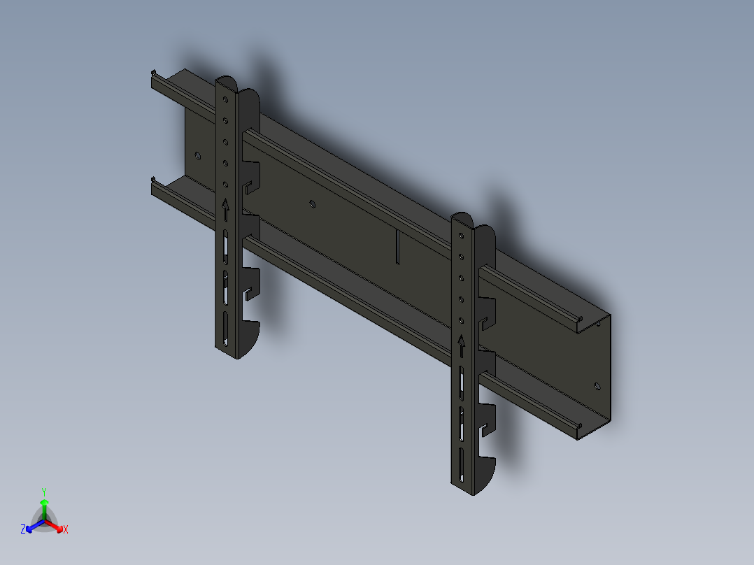 壁挂电视支架正等轴测图