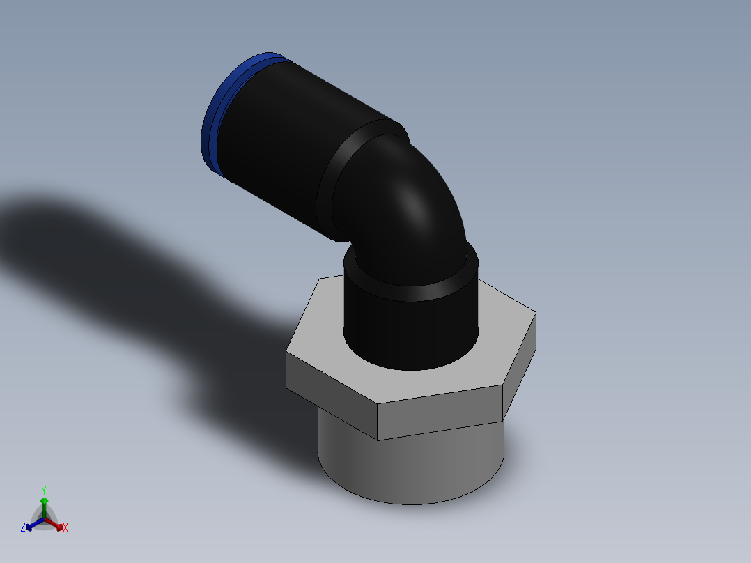 Ø6 x 3-8G COTOVELO 90° MACHO GIRAT. (C02470638)正等轴测图