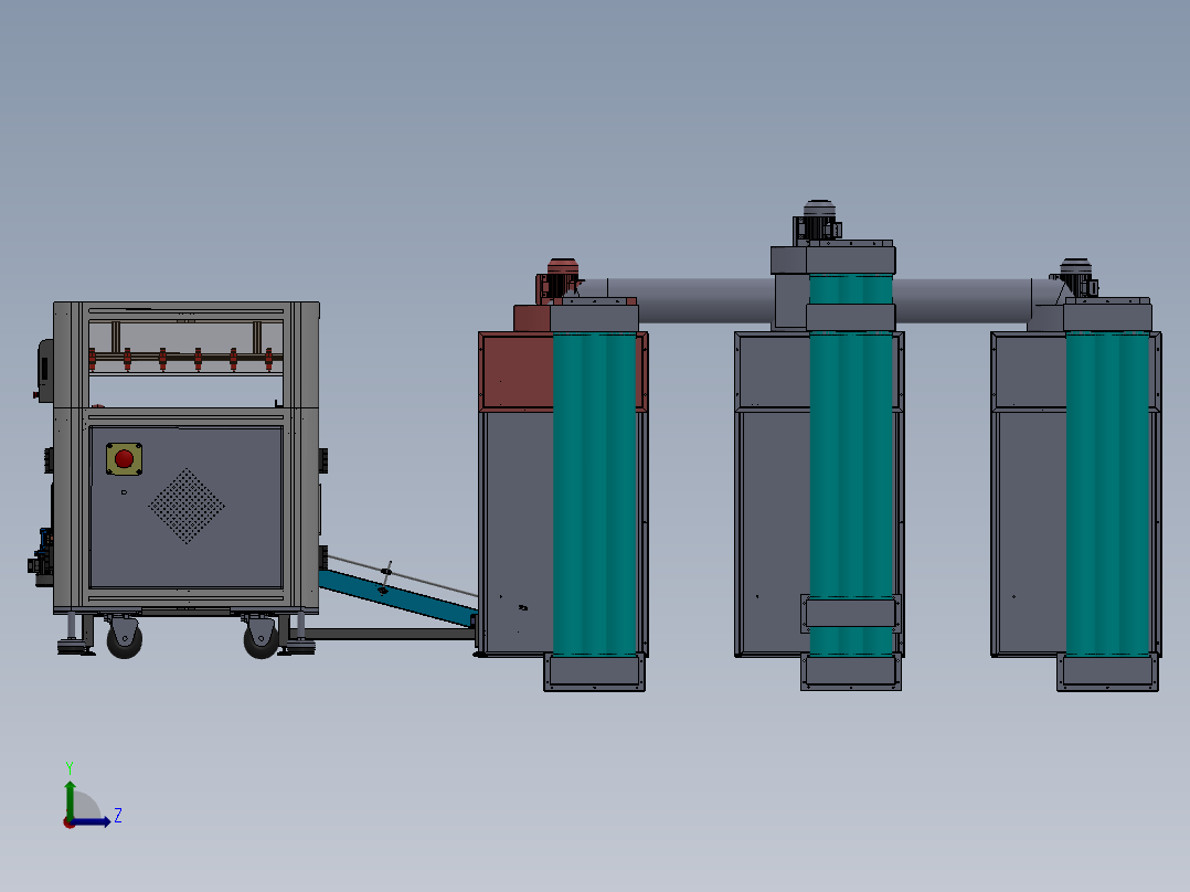 智能自动烘干产线设备左视图