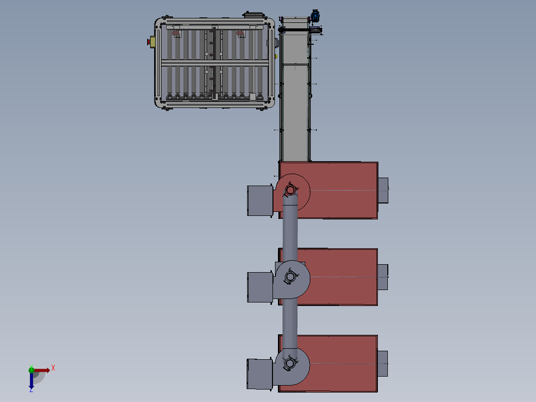 智能自动烘干产线设备俯视图