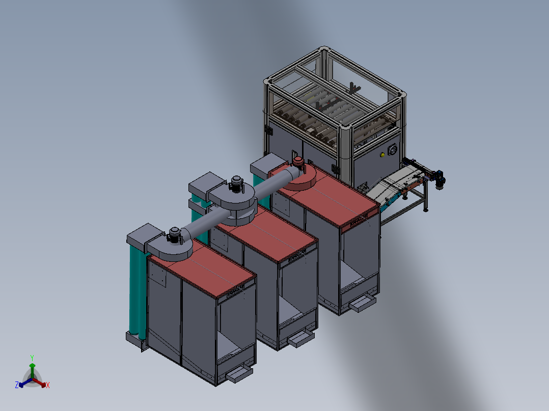 智能自动烘干产线设备正等轴测图
