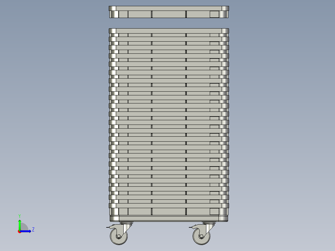 客户托盘+小车组合左视图