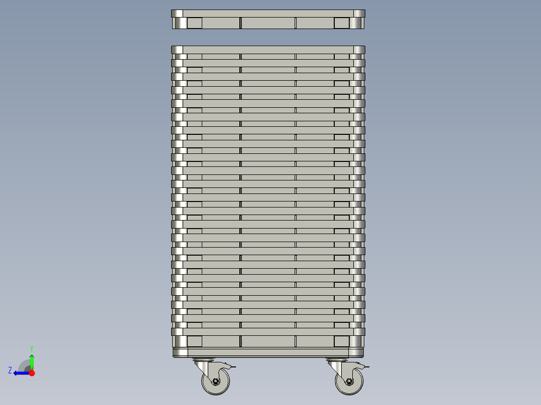 客户托盘+小车组合右视图