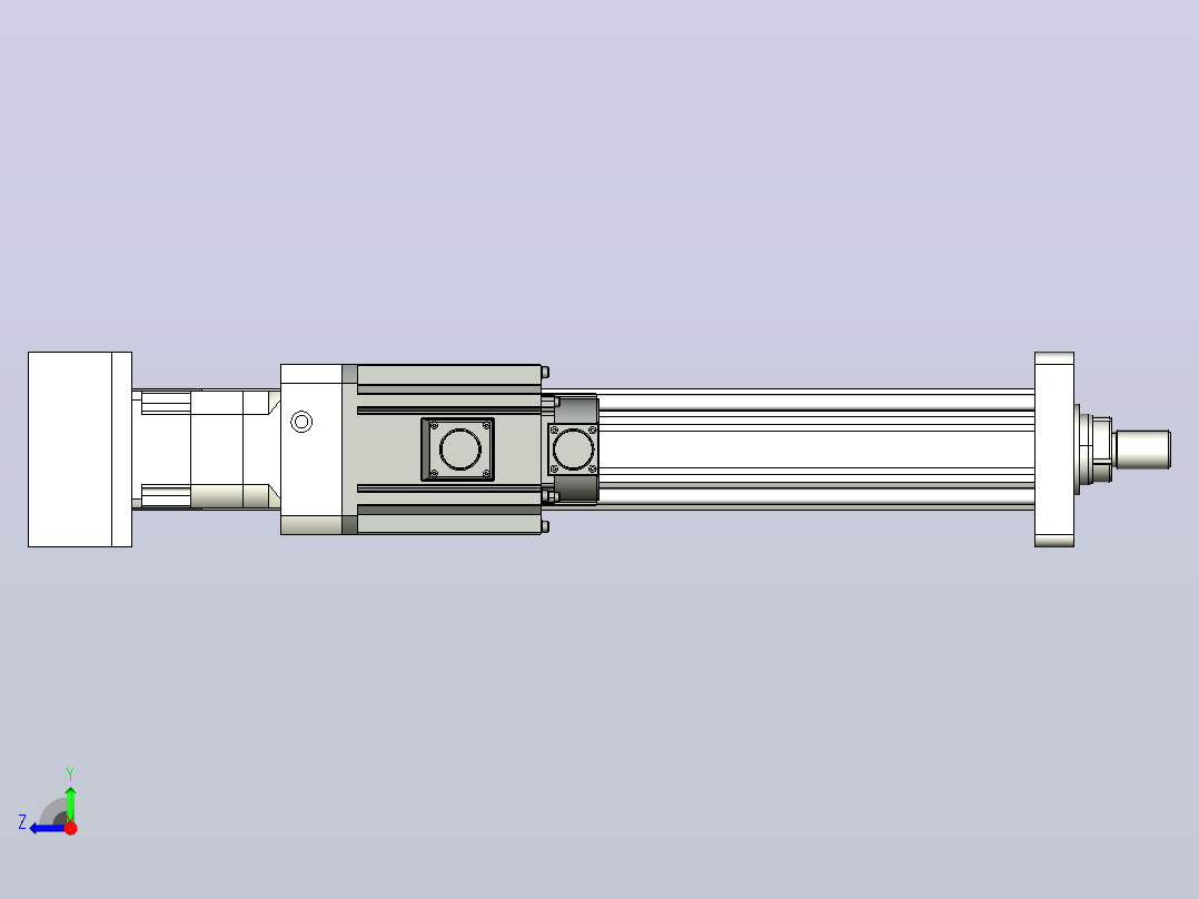 折返式04-R510-90-130法兰-前法兰+外螺纹（不防转AB）电动缸[HJ004-R510-90-130法兰]右视图