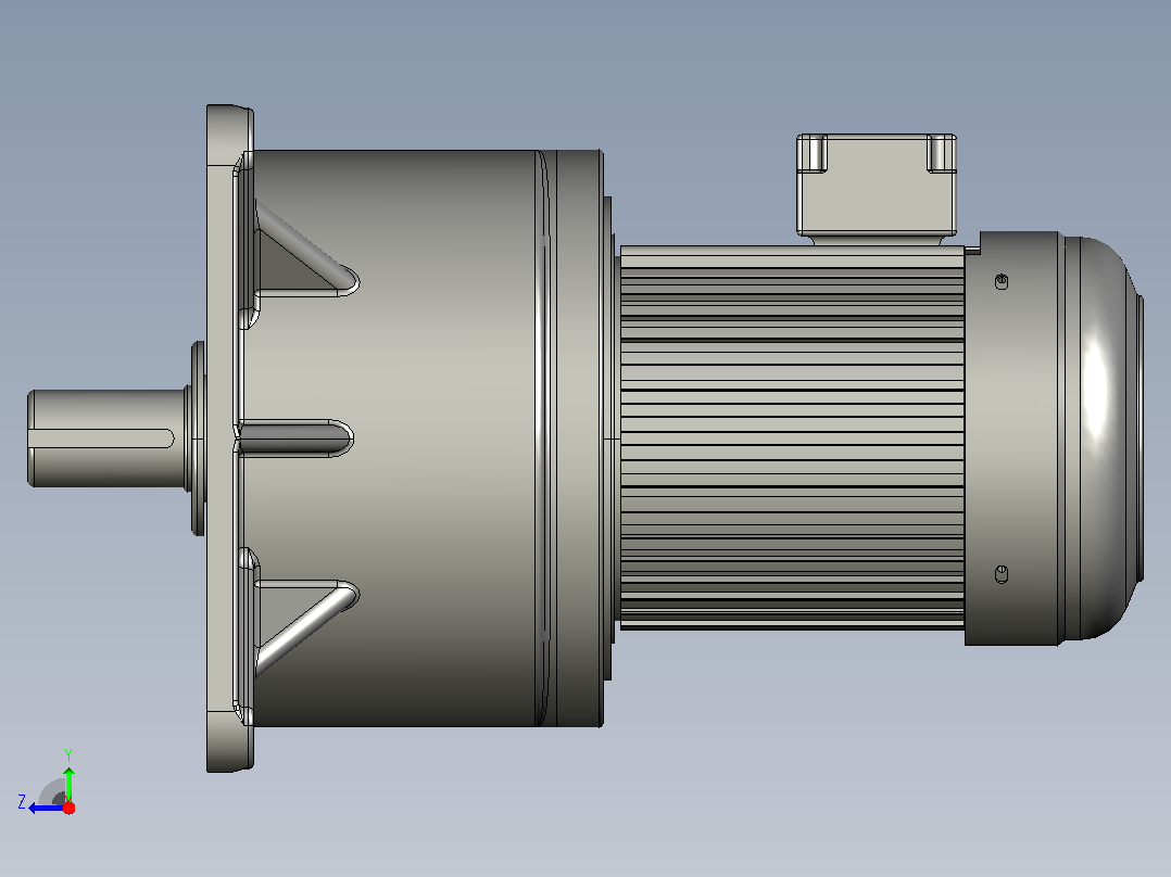 小型三相带刹车三维1.5KW4#LS三相带刹车右视图
