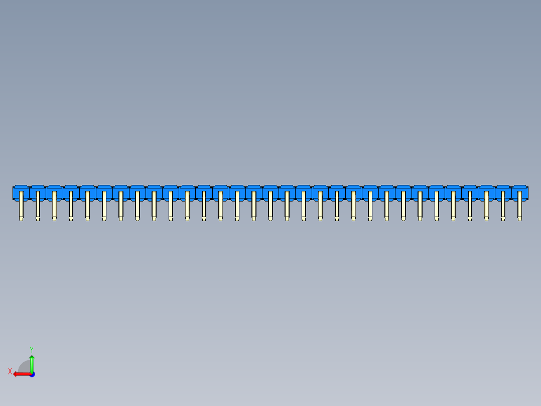 彩色公排针 100mil 2.54mm 系列-DS1022_blue_1x31p_100mil_TypeD_rev1.0后视图