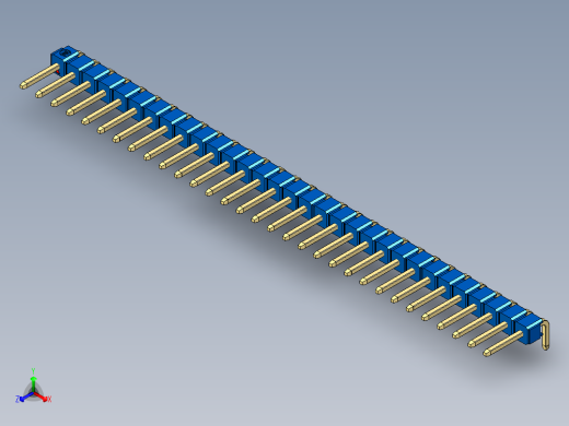 彩色公排针 100mil 2.54mm 系列-DS1022_blue_1x31p_100mil_TypeD_rev1.0正等轴测缩略图