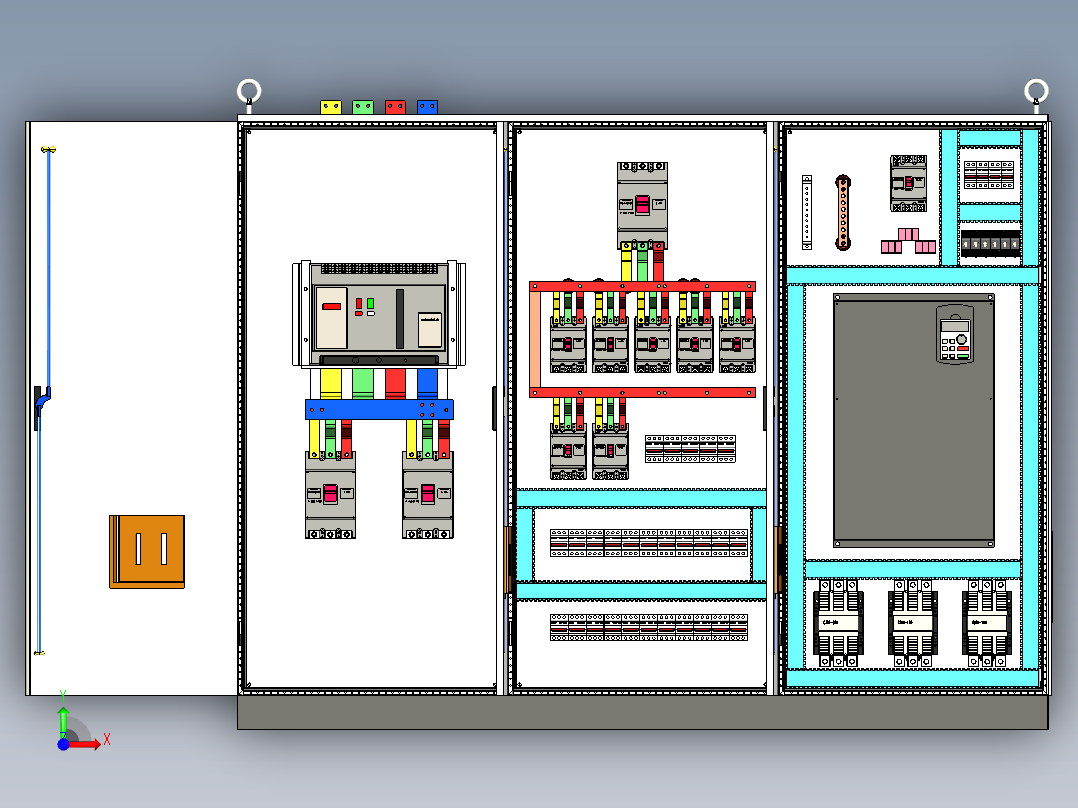 三柜组装万能断路器630A变频器星三角控制柜 55311前视图