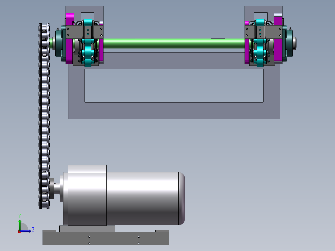 1.2米0.638米倍速链输送机构左视图