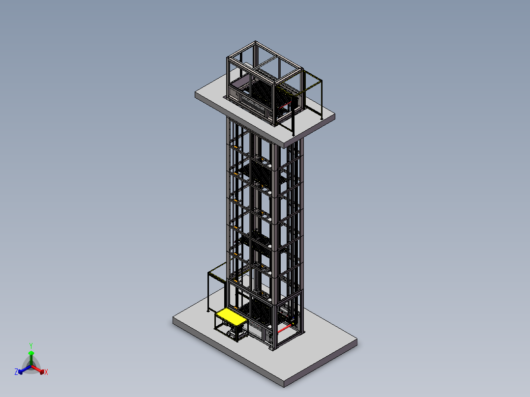 连续式提升机(8托盘)  sw22正等轴测图