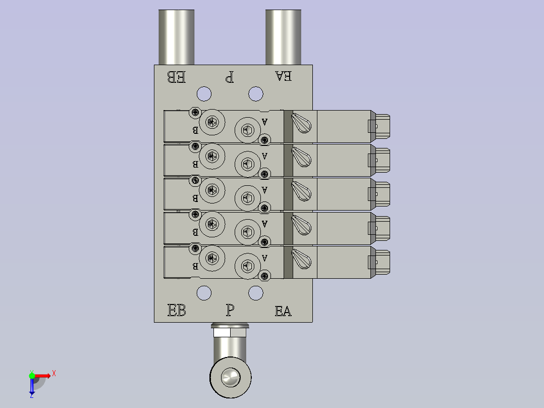 分料吸头五连座俯视图