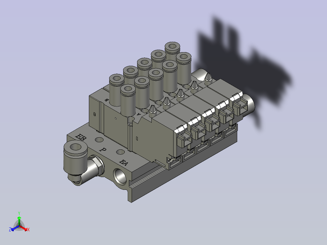 分料吸头五连座正等轴测图
