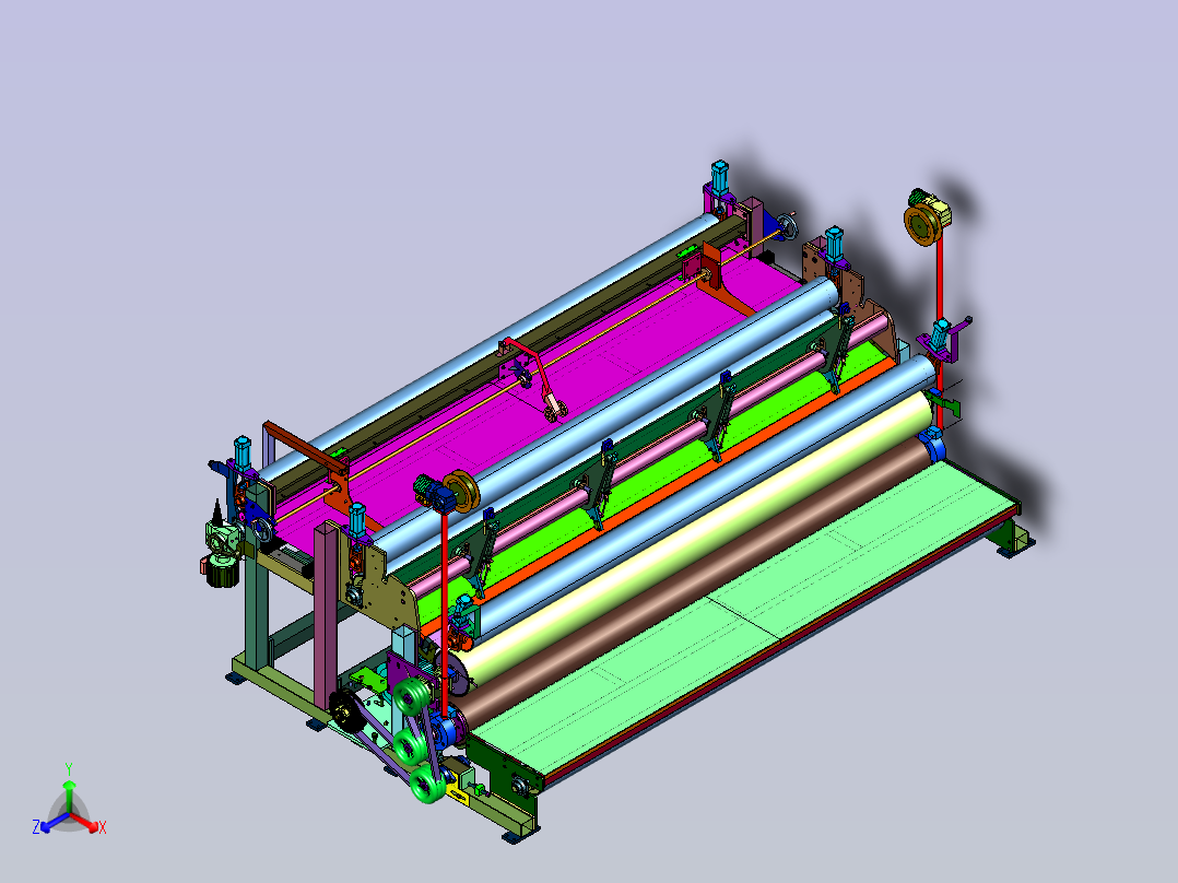 纺织服装用裁布机正等轴测图