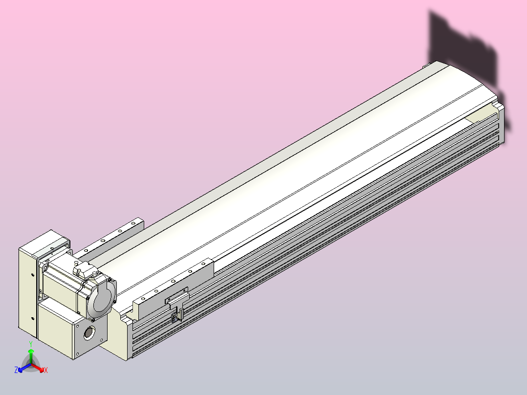 皮带直线轴半封闭可选导轨TPA-HNB-202D-140-L650-LU-C-P75-N3正等轴测图