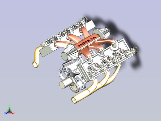 V6发动机简易结构模型3D图纸正等轴测缩略图