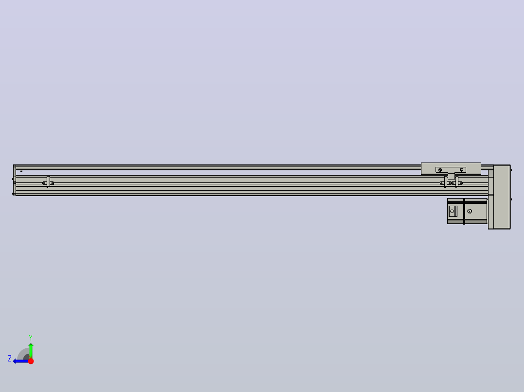 SYS14-900-BM-200W滚珠花健、支撑座、滚珠丝杠、交叉导轨、直线模组.STEP右视图