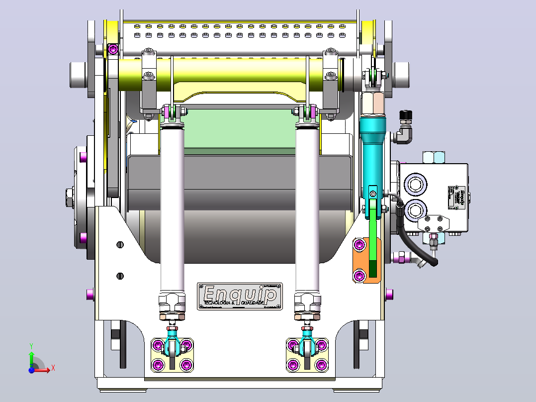 (Enquip)10 吨液压绞车结构3D图纸 Solidworks设计前视图