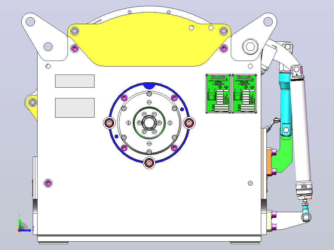 (Enquip)10 吨液压绞车结构3D图纸 Solidworks设计左视图