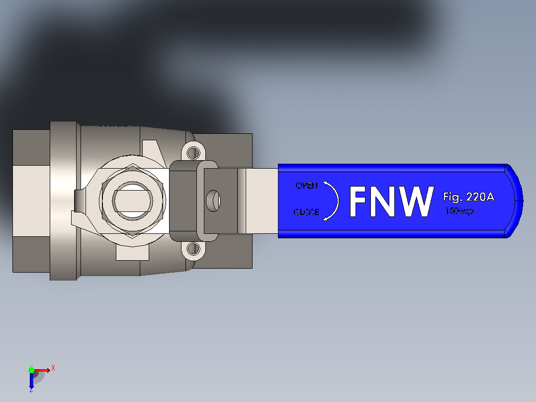 FNW-FNW220AG二片式内螺纹球阀俯视图