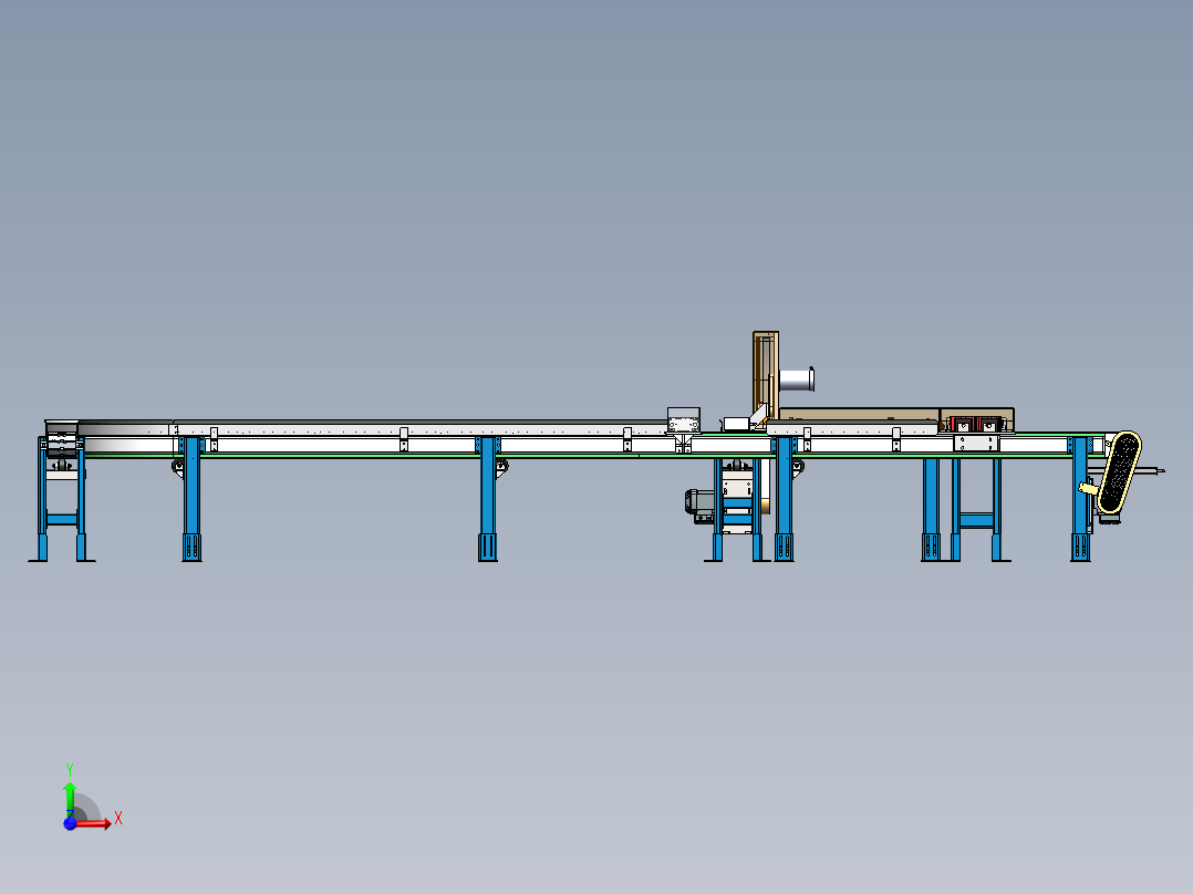 抛丸上料输送线前视图