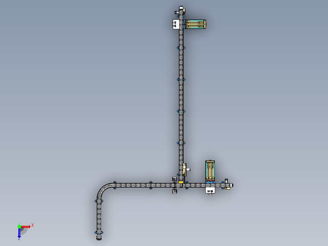 抛丸上料输送线俯视图