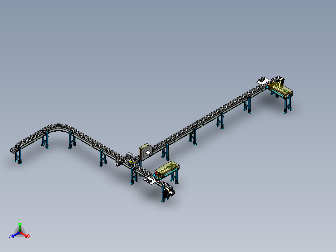 抛丸上料输送线正等轴测图
