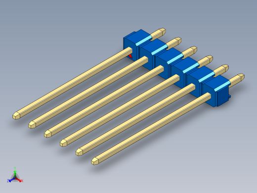 彩色公头100mil（2.54mm）系列-DS1021_blue_1x06p_100mil_Type19_rev1.0正等轴测缩略图