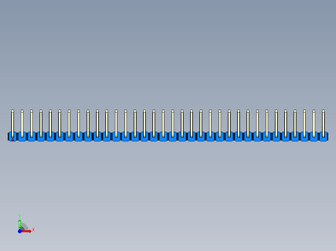 彩色公排针 100mil 2.54mm 系列-DS1022_blue_34p_100mil_TypeU_rev1.0前视图