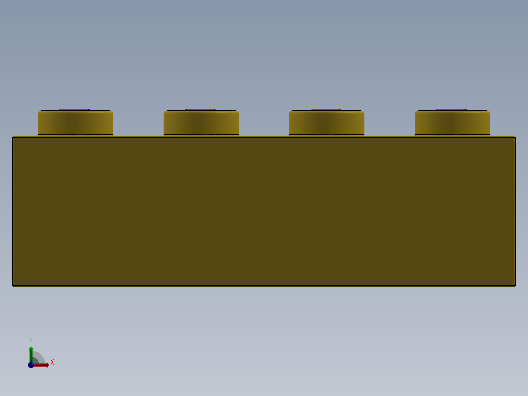 乐高套装 4421基本积木-300124 Bright Yellow Brick 2 x 4.SLDPRT前视图