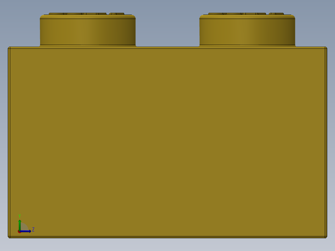 乐高套装 4421基本积木-300124 Bright Yellow Brick 2 x 4.SLDPRT左视图