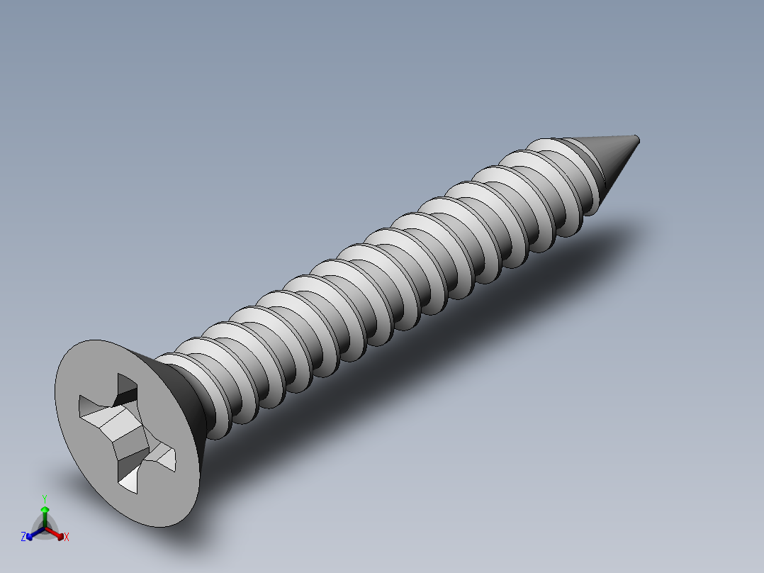 m3-13-to-40-沉头自攻螺丝-Screw M3 x 20 for Wood.SLDPRT正等轴测图