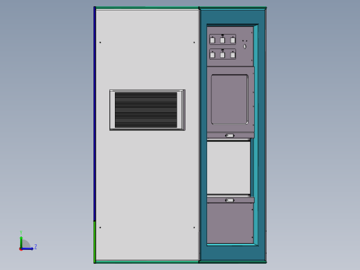 钣金综合机柜左视缩略图