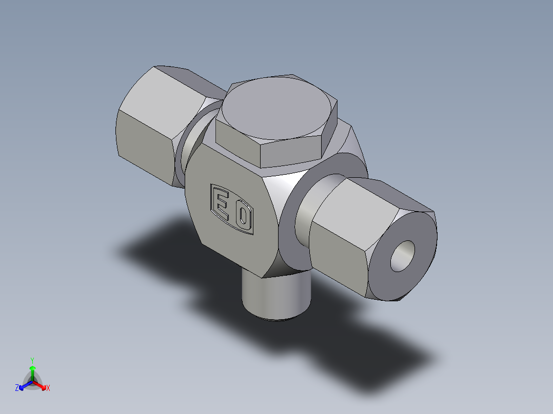 卡套式工业通用硬管接头EO_High_pressure_banjo_tee_TH06SMCF正等轴测图