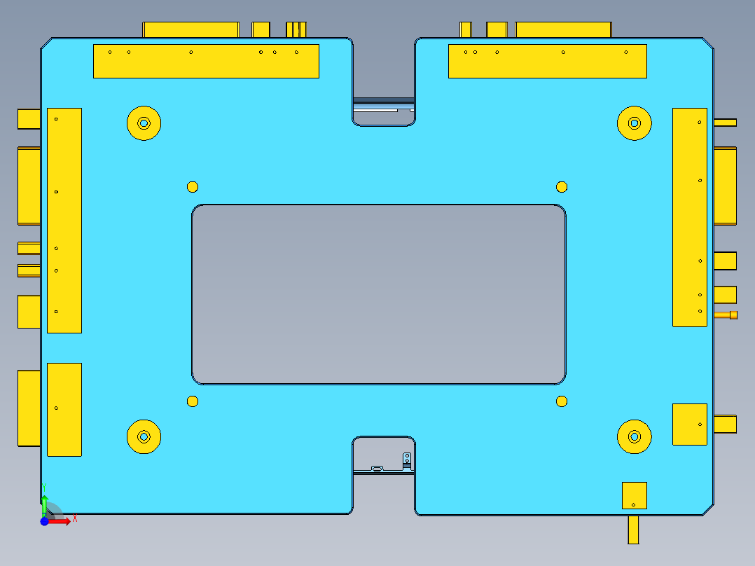 中框侧孔检测检具模型三维+CAD前视图