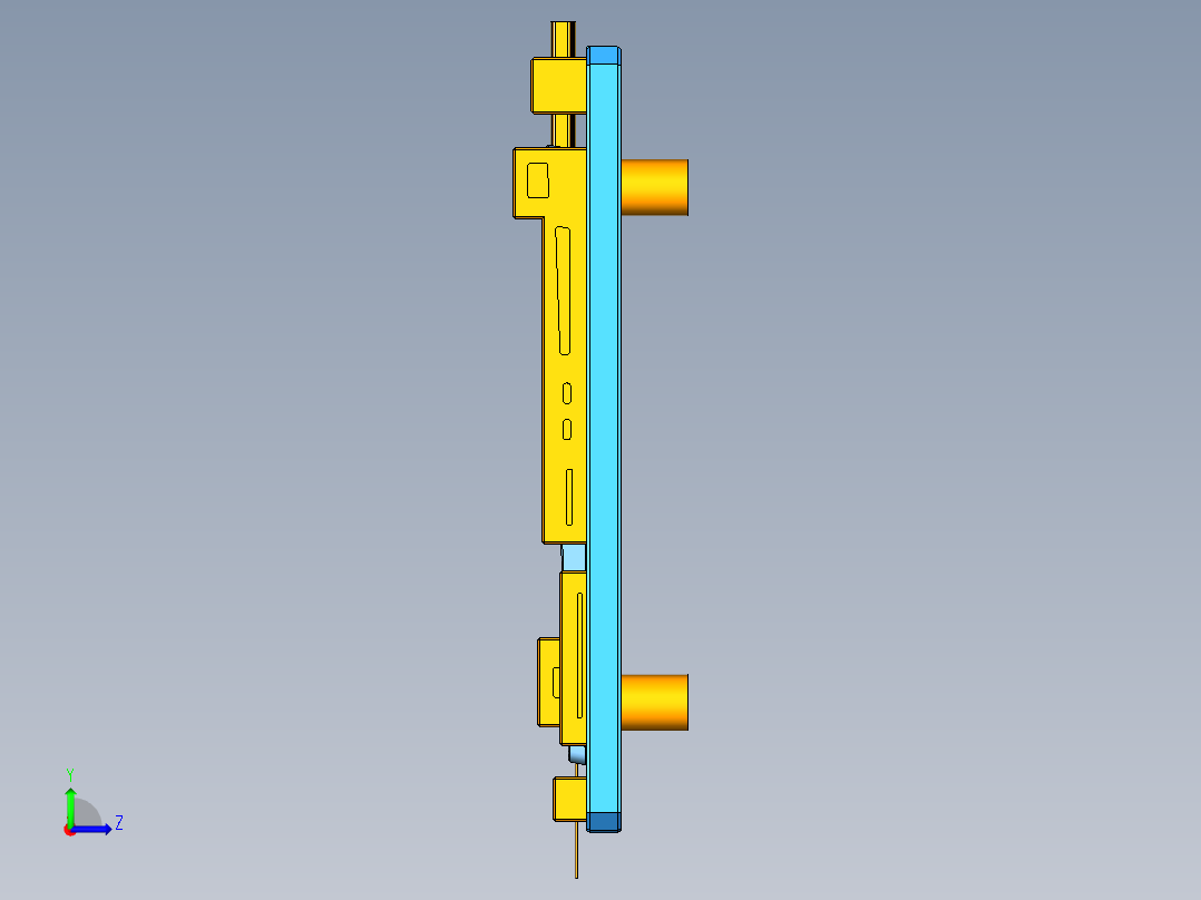 中框侧孔检测检具模型三维+CAD左视图