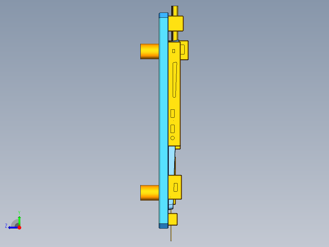 中框侧孔检测检具模型三维+CAD右视图