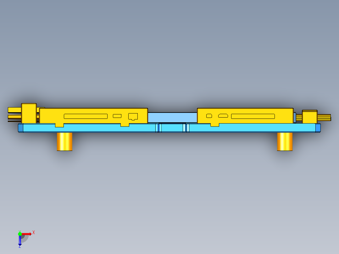 中框侧孔检测检具模型三维+CAD俯视图