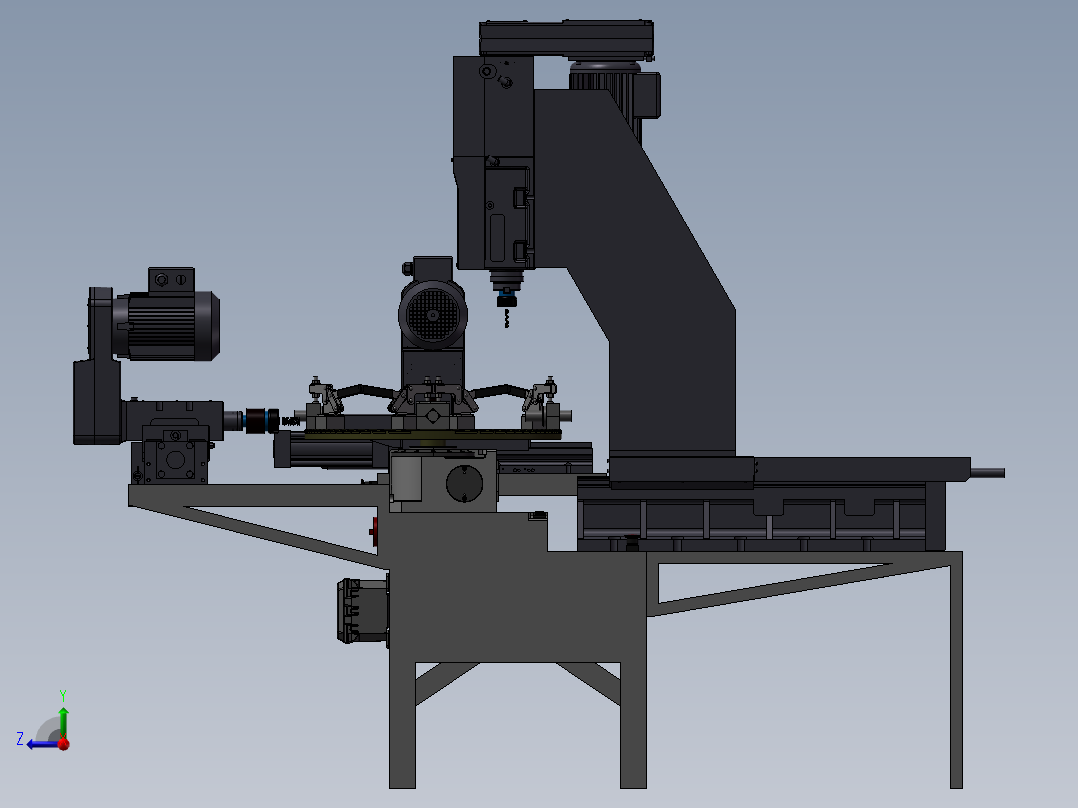 铣床、多工位圆盘铣床右视图