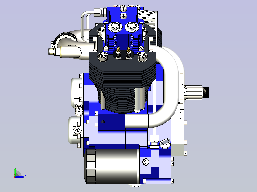 V型双缸发动机模型3D图三维模型左视图