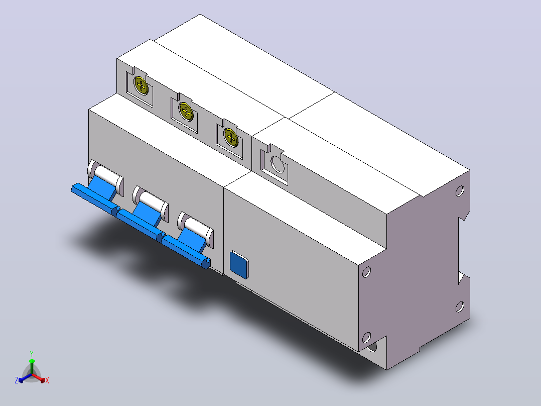 SEGB1L-100[SEGB1L-100-3P]空气开关，断路器正等轴测图