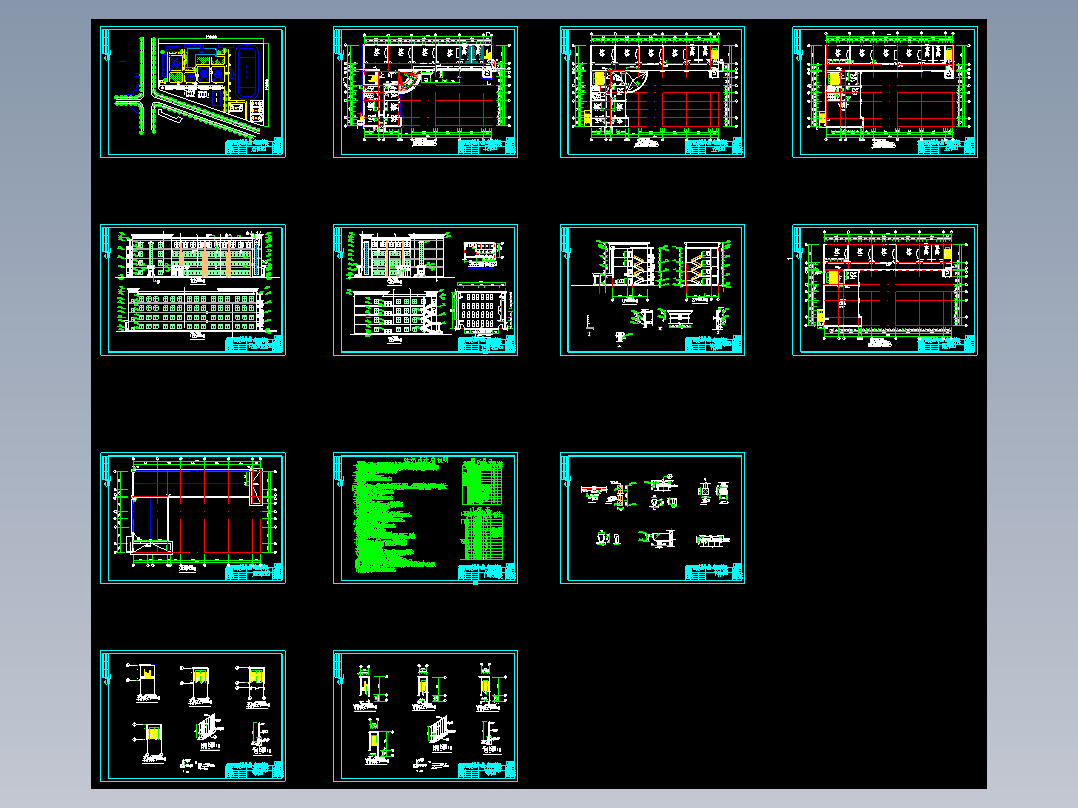 【四层】4000平米左右倒L型框架教学楼建筑图结构图计算书