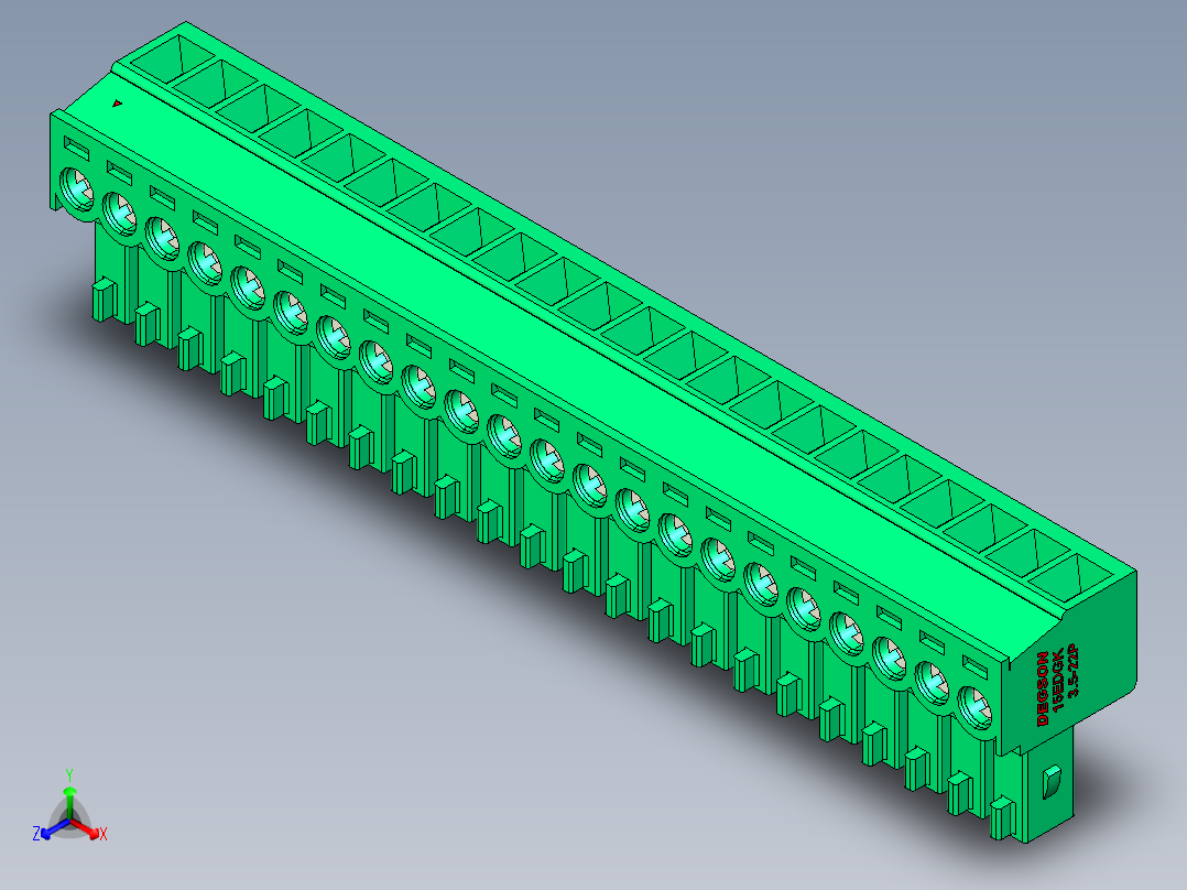 DEGSON 15EDG 系列 3.5mm 插拔式接线端子 FullPack-15EDGK-3.5-22P-14-00AH主视图