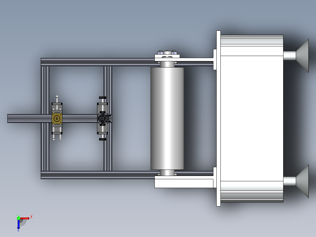 滚筒型线扫描实验架设计俯视图