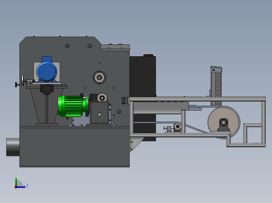 自动木材切割成型设备左视图