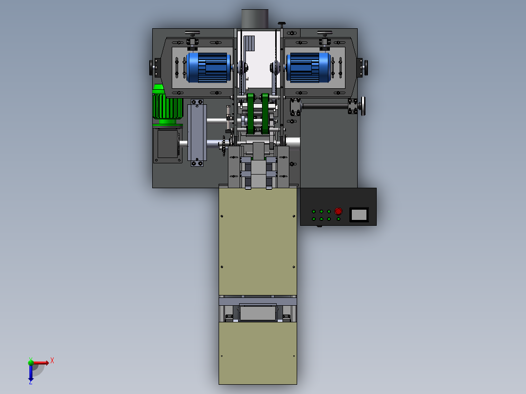自动木材切割成型设备俯视图