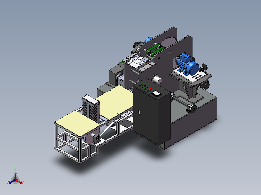 自动木材切割成型设备正等轴测图