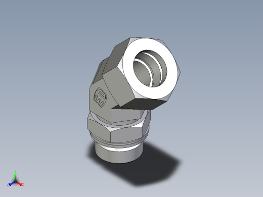 卡套式工业通用硬管接头EO_Adjustable_locknut_45_deg_elbow_VEE22ZLM27X2CF正等轴测缩略图