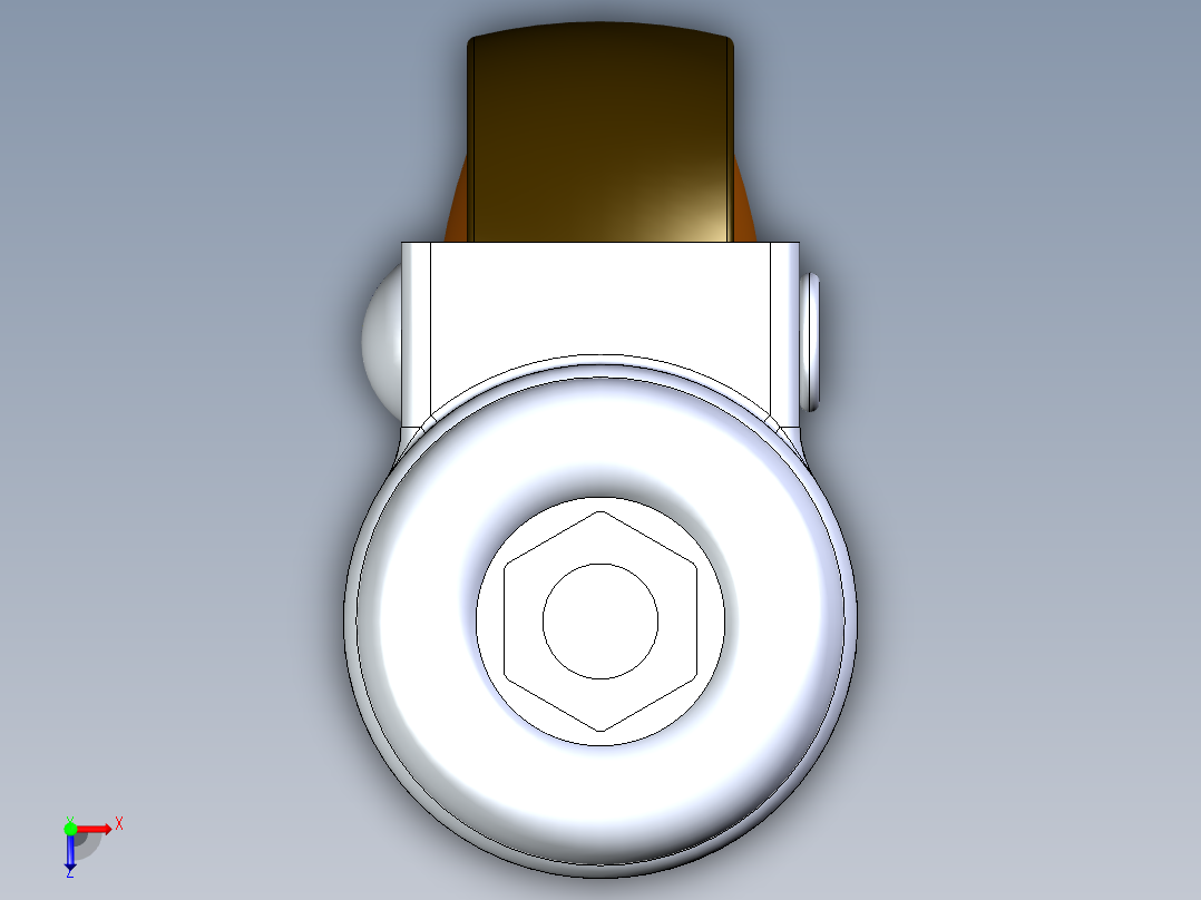 速递家具轮1.25英寸俯视图