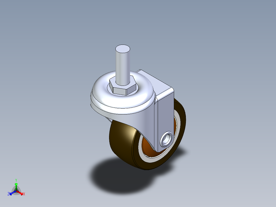 速递家具轮1.25英寸正等轴测图