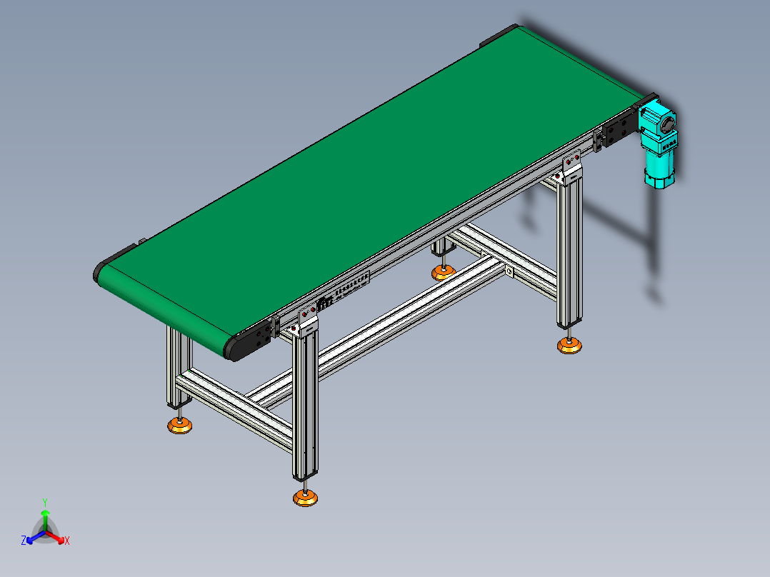 LE-XC4080-右直连驱动重载皮带线-负载200kg正等轴测图